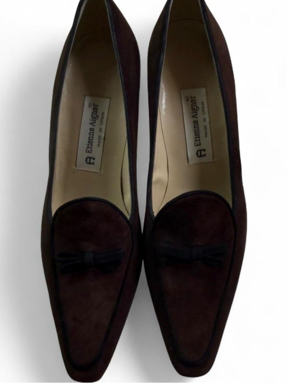 Etienne Aigner Women's Dark Brown Suede Pointed-Toe heels with Bow